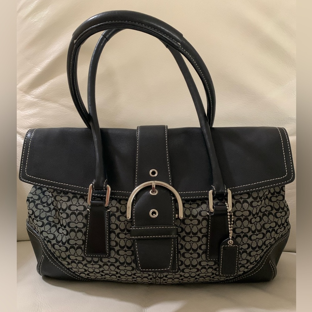 Authentic Coach bag. Perfect condition. Black leather with grey background.